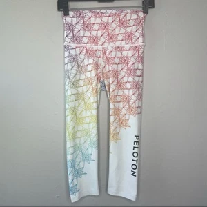 PELOTON White Rainbow Geo Leggings Size Small Pride LGBT Activewear Athletic Gym - Picture 1 of 7