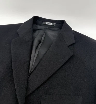 Silverstone Solid Black 100% CASHMERE sport coat blazer Size 46L Tall - Image 1 of 4