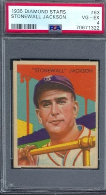 1935 Diamond Stars, Stonewall Jackson, Card # 63, Graded PSA 4. Centered - Image 1 of 2