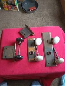 Doorknobs Plates & Hardware Old Early Antique Repurpose Architectural Salvage  - Picture 1 of 3