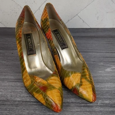 Vintage J Renee Leather Snake Skin Reptile Print Pump Heel Size 8.5 N Glam - Image 1 of 4