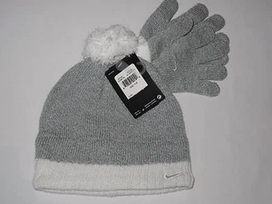 NWT NIKE GIRL 2pc hat youth size 7/16 silver white - Picture 1 of 4