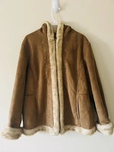 VTG Y2K Boho Faux Fur Trimmed Embroidered Hooded Penny Lane Coat Sz 1X /16 - Picture 1 of 15