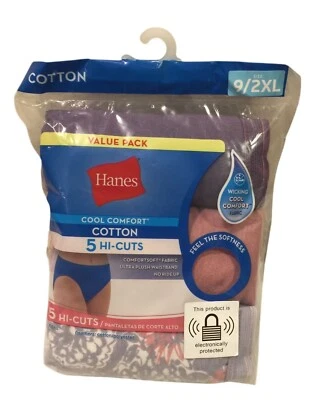 Hanes Cool Comfort Hi-Cuts Set of 5 Size 9/2XL Rose Lilac White Cotton Blend - Image 1 of 3
