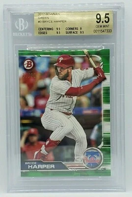 2019 Bowman Green #3 Bryce Harper (with BGS error) - Image 1 of 4