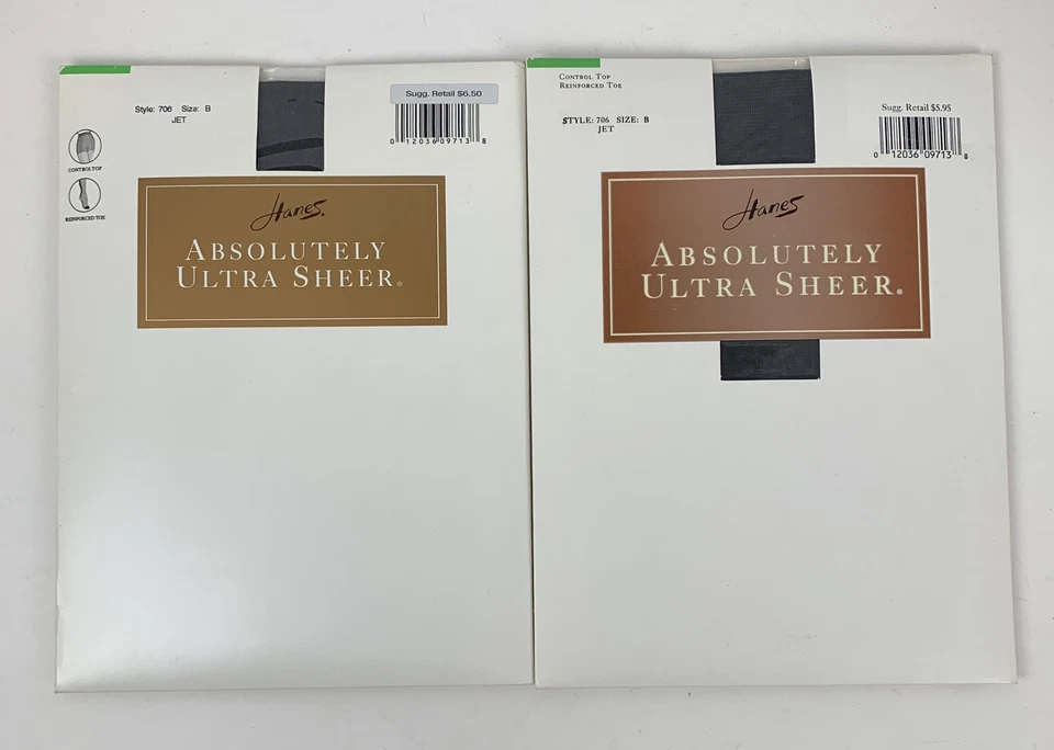 Hanes Absolutely Ultra Sheer Pantyhose Q00707 Jet Size B 1997 Lycra Natural