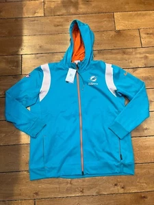 NIKE MIAMI DOLPHINS NFL FOOTBALL THERMA FIT FULL ZIP HOODIE SWEATSHIRT 2XL $95 - Picture 1 of 4
