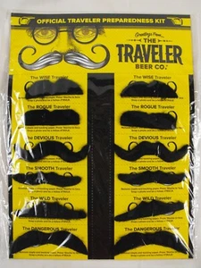 12 Novelty Mustaches Great for HALLOWEEN THE TRAVELER BEER CO. - FREE SHIPPING - Picture 1 of 2