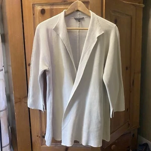 EILEEN FISHER Woman 1X 90% Silk 10% Cotton Drape Front Ivory Cardigan Pockets - Picture 1 of 10