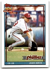 1991 Topps Baseball Card John Kruk Philadelphia Phillies #689