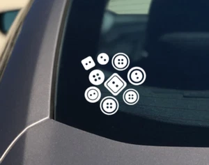 Sewing Buttons Car Sticker Window Decal High Quality Vinyl 12x12cm Set of 9 - Picture 1 of 8