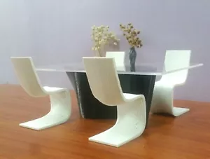 Parametric 4 SEATS DINING SET Dollhouse Rectangle Table,1/16,1/18,1/24 scale - Picture 1 of 8