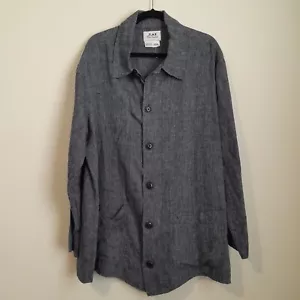FLAX 100% Linen Extra Oversized Lagenlook Baggy Shacket Blazer Pin Check Size M - Picture 1 of 7