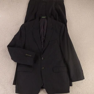 VTG Ralph Lauren Suit M Blue Multicolor Pinstripe 100% Wool Gusset 40R 32x30 - Picture 1 of 24