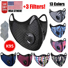 Sport Cycling Face Mask With Active Carbon Filters Breathing Valves Washable Usa