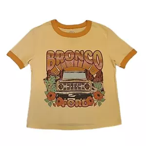 Ford Bronco Retro Damen-T-Shirt kurz geschnitten Größe XS 0-2 gelb offiziell lizenziert - Bild 1 von 6
