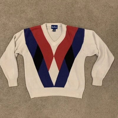 Suéter Colorido Vintage Par Four Para Hombre Marfil Cuello en V Talla MEDIANA Talla Grande Años 80 90 Foto 1 de 4
