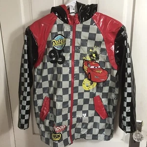 Disney Cars Lightning McQueen Kids Red Checkered Racer Bomber Jacket, Size 7/8 - Picture 1 of 10