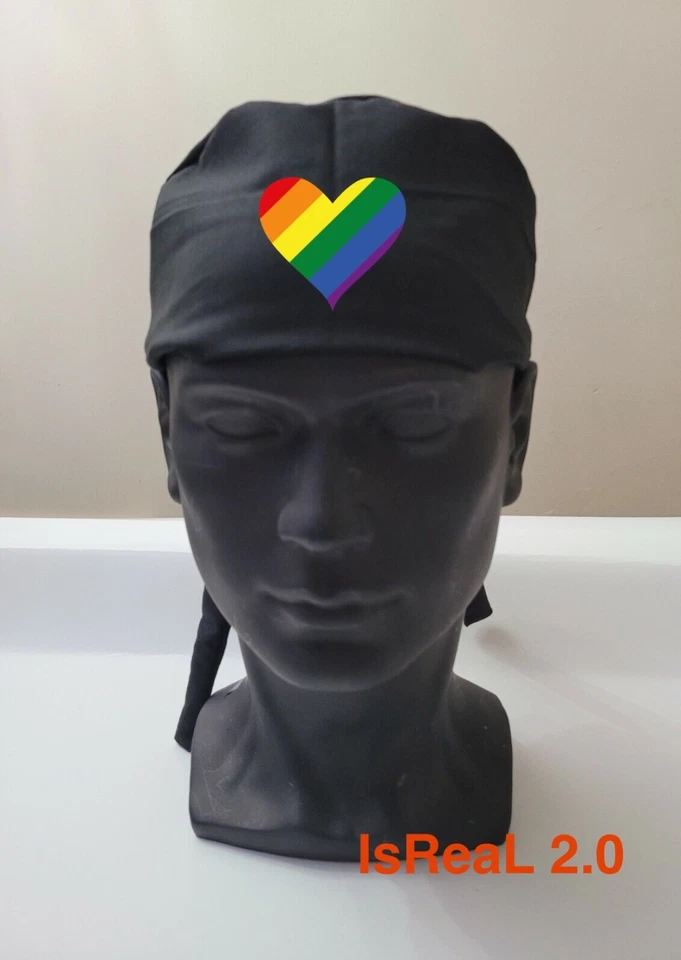 Mens surgical caps, scrub cap, scrub hat, surgical cap LGBT Corazon - Image 1 of 4
