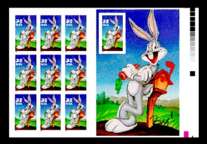SCOTT #3137 - BUGS BUNNY PRESS SHEET PANE - RIGHT, DOWN - Imagen 1 de 3