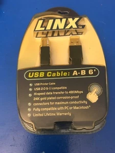 iConcepts Linx A-B: 6' USB Cable - high speed data transfer PC & Mac (New) - Picture 1 of 2