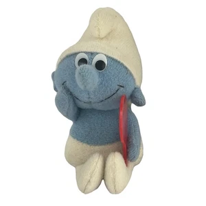 "Mini juguete de peluche vintage de tocador pitufo 4"" Wallace Berrie & Co Peyo 1983" - Imagen 1 de 9