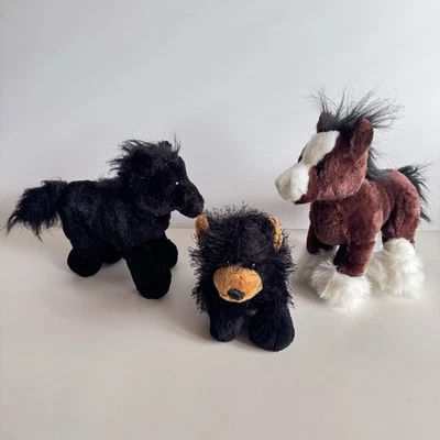 Webkinz Ganz Black Bear + Stallion + Clydesdale Stuffed Animal Plush Toys Bundle - image 1 of 4
