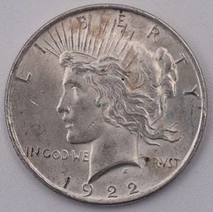 Vintage 1922 P Peace Dollar $1 silver Dollar coin Mint Grease present #8 MS - Picture 1 of 4