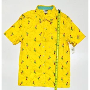 Disney Moana Hei Hei Chicken Button Down Shirt - Men's Yellow Patterned Small - Picture 1 of 3