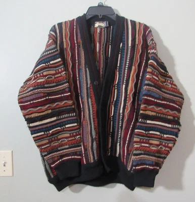VTG. JAZZBO COOGI NEW ZEALAND 100% WOOL SWEATER CARDIGAN MULTICOLOR M VGUC - Image 1 of 4