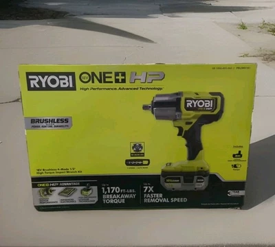 Ryobi 18V Brushless Cordless 4-Mode 1/2 in High Torque Impact Wrench Kit - Image 1 of 2
