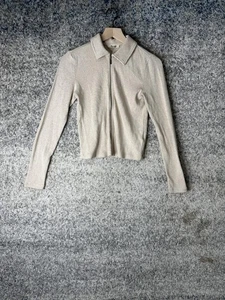 Madewell Sweater Womens Small Beige Zip Up Collared Polo Cropped Knit Cardigan - Picture 1 of 7