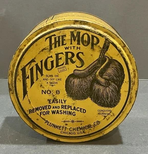 Vintage 1920’s Plunkett Chemical Co. Mop With Fingers Can W/ Ephemera, Chicago - Picture 1 of 13
