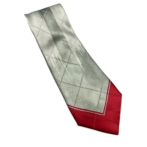 GIANFRANCO FERRE Gray and Red Geometric Silk Tie Made In Italy - Picture 1 of 4