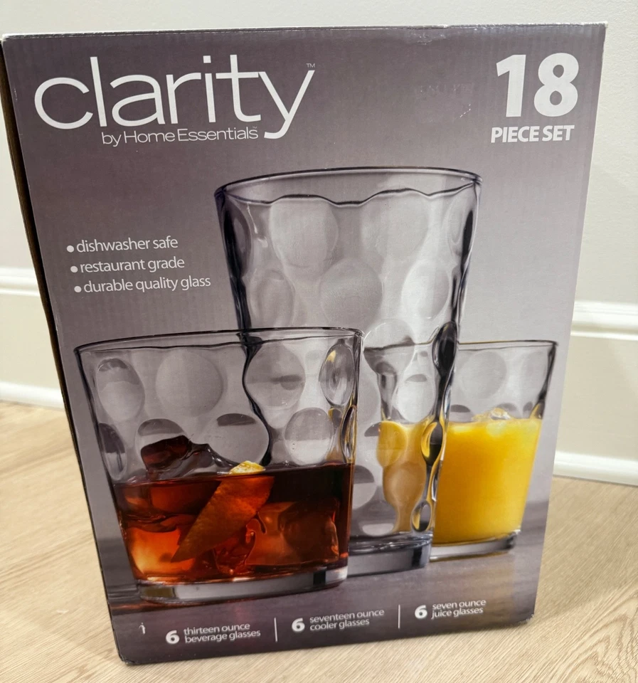 Juego de vasos Clarity 18 ct de Home Essentials Foto 1 de 4