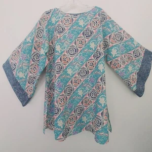 Top tunica blu rosa maniche kimono taglia 44/M Pakain Wanita - Foto 1 di 8