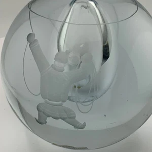 Strombergshyttan Glass Paperweight Controlled Bubble Signed Etched Orb Sweden - Picture 1 of 15