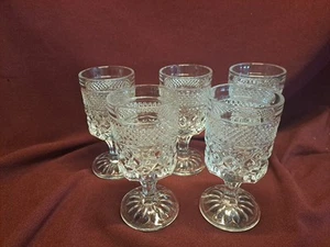 5 Vintage Anchor Hocking Wexford Kristall 5-3/8" weinrot Weingläser - 4 Unzen - Bild 1 von 13