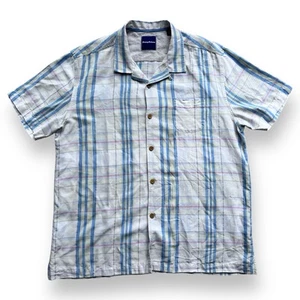 Tommy Bahama Herren XL Seide Tencel Lyocell Knopfleiste kariert Kurzarm Hemd - Bild 1 von 12