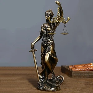 Lady Justice Themis Statue - Blindfolded Goddess of Law & Order Ornament - Picture 1 of 6