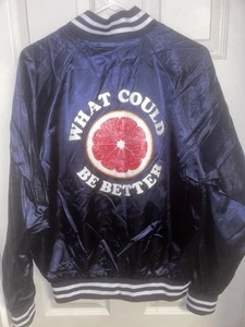 The Happy Fits Hold Me down vinyl Jacket. Bomber jacket Navy satin jacket - Picture 1 of 9