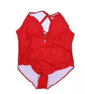 Yonique Plus Size One Piece Swimsuit Tummy Control Bathing Suit Red Womens 24W - Picture 1 of 10