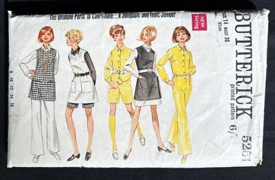 Butterick 5251 Misses Jumpsuit-Tunic-Skirt Retro 1960s Pattern size 14 (Part)Cut - Image 1 of 2