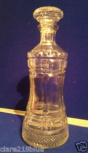 Preloved Clear Glass Decanter Waisted Hour Glass Stopper - Picture 1 of 4