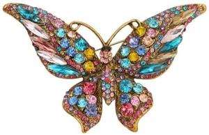 Rhinestone Butterfly Brooch Lapel Pins Dress Accessories Jewelry Gift for Women - Picture 1 of 4