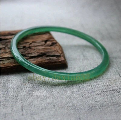Authentic natural 57-60mm ice green agate floating jade thin bracelet simple - Image 1 of 3