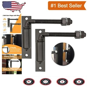 Rust-Resistant Black 2 Pack J-Bolt Hinges for Heavy-Duty Gate Installations - Picture 1 of 8