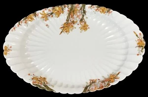 VTG H. LIMOGES DEPOSE Art Deco Serving Platter~15 1/2”~Yellow Iris~Floral~Orange - Picture 1 of 6