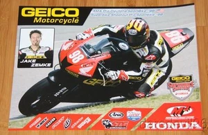 2014 Jake Zemke M4 Road Racing Honda CBR600RR Sportbike AMA poster - Picture 1 of 1