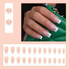 24pcs Fake Nails Square French Nail Faux Medium Fingernails Nails Extension ）